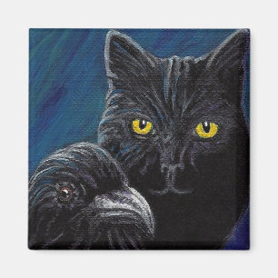 Poes katt & korpsvarta magnet