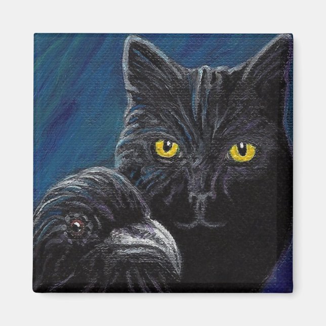 Poes Katt & Raven Magnet (Framsidan)