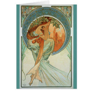 Poesi av Alfons Mucha - art nouveau Hälsningskort