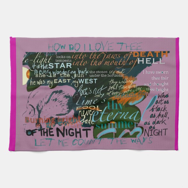 Poesi för kärlek för Teahandduk citerar lila Kökshandduk (Horisontell)