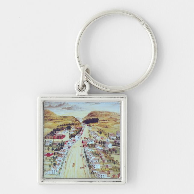 Poestenkill New York, c.1855 Fyrkantig Silverfärgad Nyckelring (Framsidan)