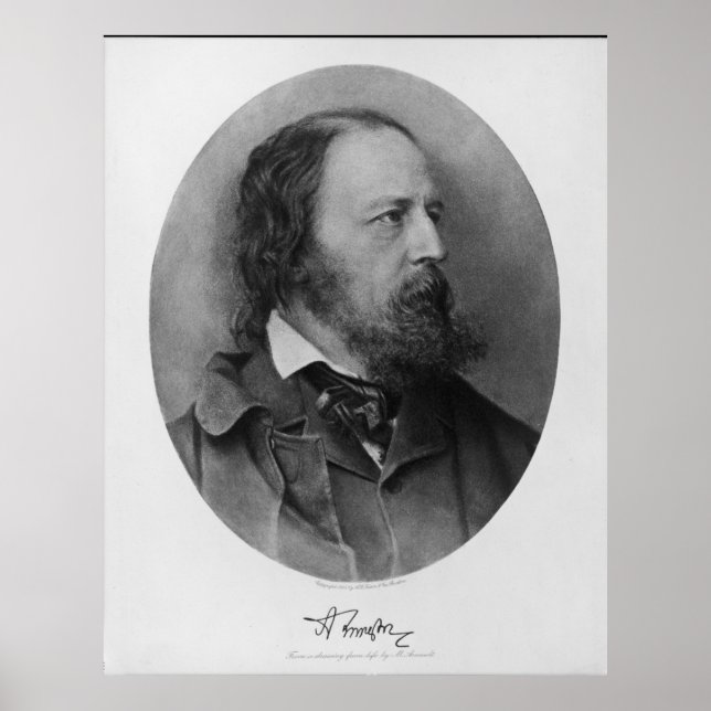 Poet Alfred Lord Tennyson Porträtt Poster (Framsidan)