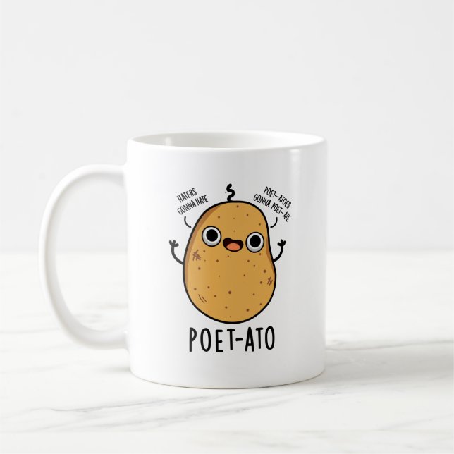Poet-ato Funny Veggie Potato Pun Kaffemugg (Vänster)