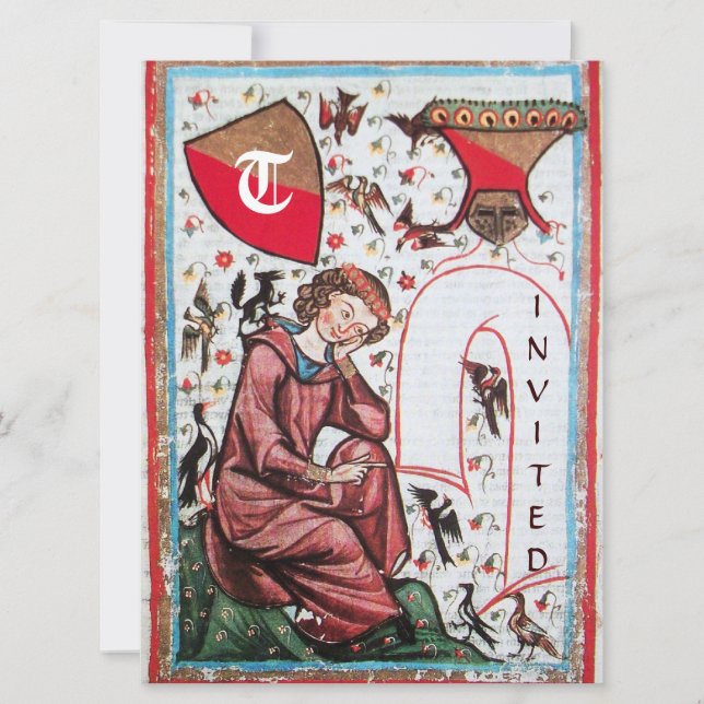 POET I FÅGELTRÄDGÅRDEN MONOGRAM INBJUDNINGAR (Framsida)