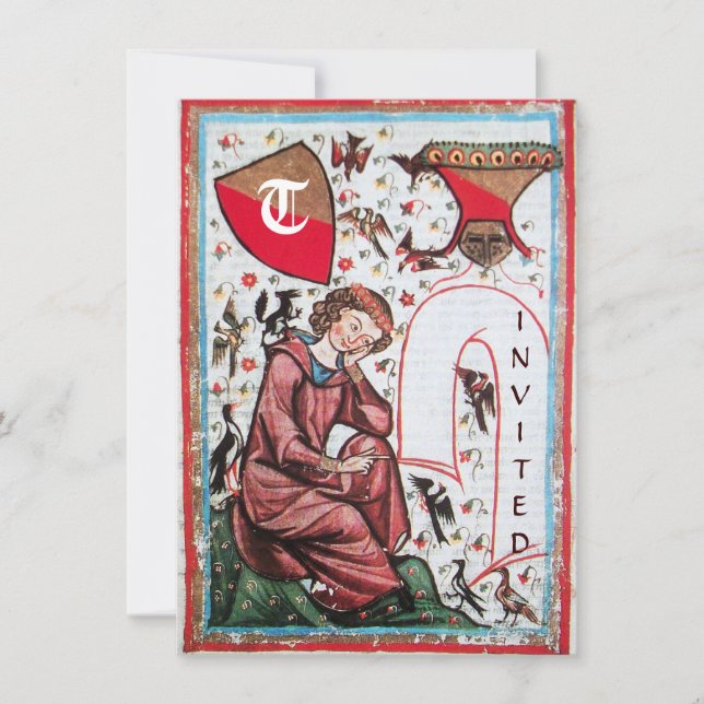 POET I FÅGELTRÄDGÅRDENS MONOGRAM INBJUDNINGAR (Framsida)