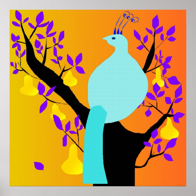 Poet Partridge i en ojämn svart pärla Träd Poster (Framsidan)