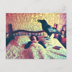 Poet Sleeps Raven Watches Vykort