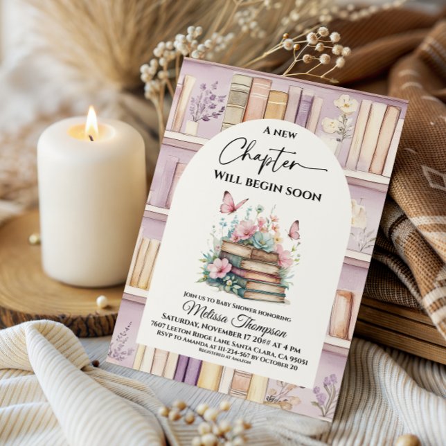 Poetcore New Chapter Pink Girl Book Baby Shower Inbjudningar (Skapare uppladdad)