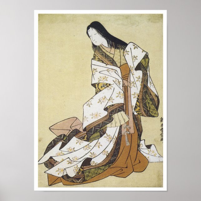 Poetess Ono, Harunobu, 1764 Poster (Framsidan)