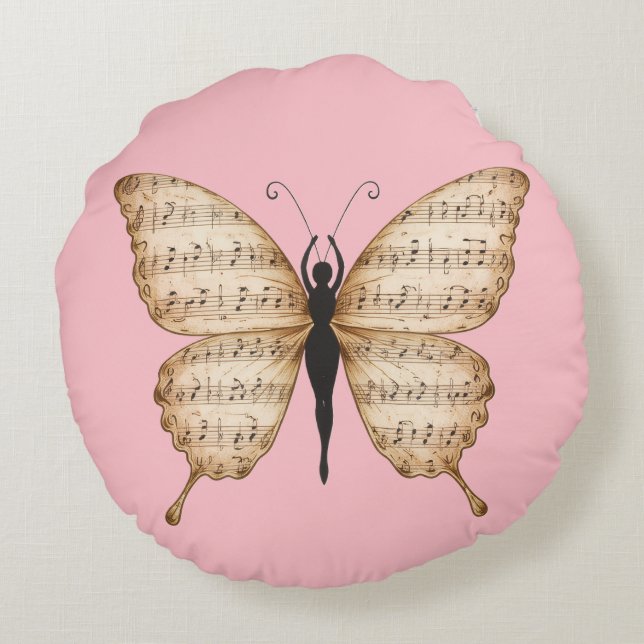 Poetic Butterfly Form Cushion Rund Kudde (Baksidan)