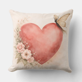 Poetic Butterfly Form - Heart Square Cushion Kudde