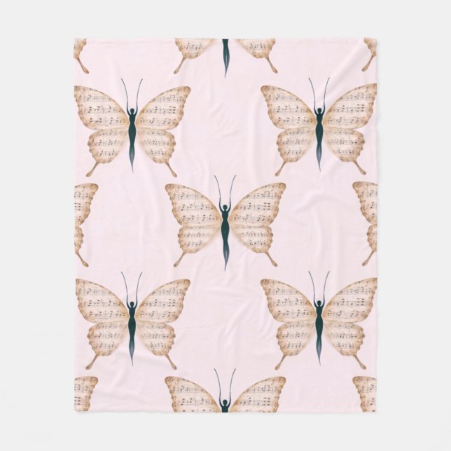Poetic Butterfly Form Pink Fleecefilt (Framsidan)