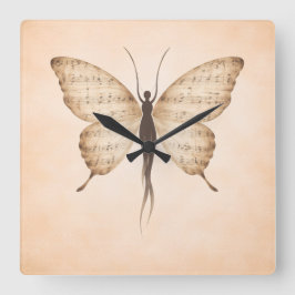 Poetic Butterfly Form Square Clock Fyrkantig Klocka