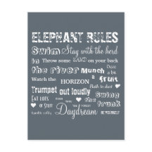Poetic Elephant Regler Typografiska vykort