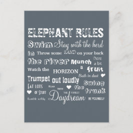 Poetic Elephant Regler Typografiska vykort