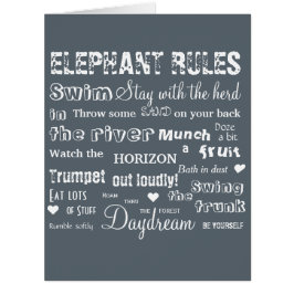 Poetic Elephant Wisdom Regler Typography Jumbo Kort
