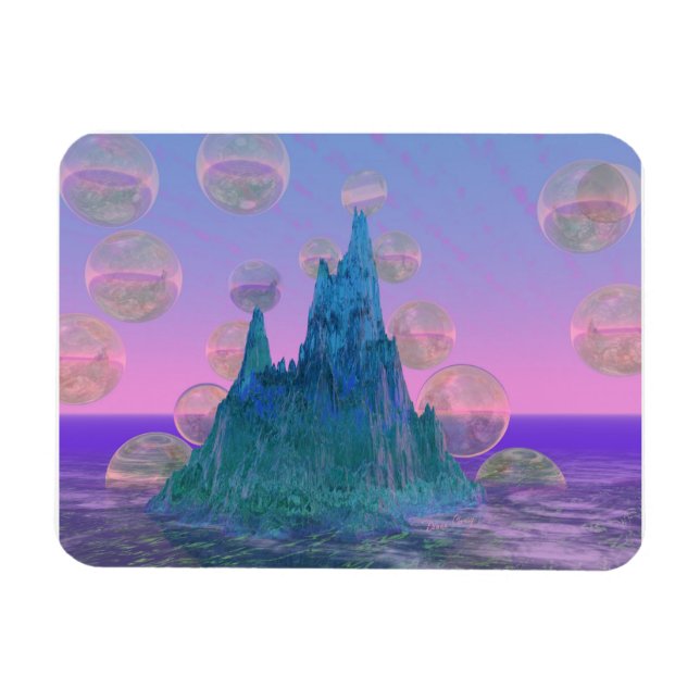 Poetic Mountain, Abstrakt Magic Teal Rosa Magnet (Horisontell)