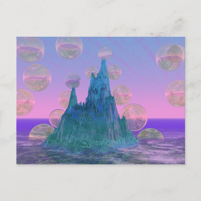 Poetic Mountain, Abstrakt Magic Teal Rosa Vykort (Framsida)