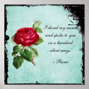 Poetic Rumi Quote Typography med Vintage Röd ros Poster