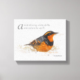 Poetic Winter Ord varierad Thush i Snö Canvastryck