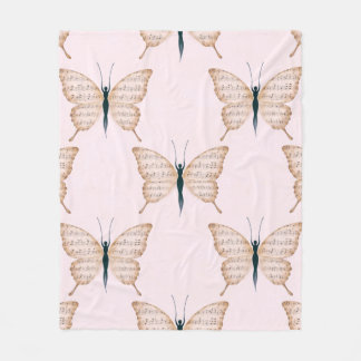 Poetisk fjärilsform Rosa Fleecefilt