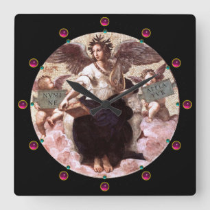 POETRY Allegory Fresco av Raffaello Sanzio Fyrkantig Klocka