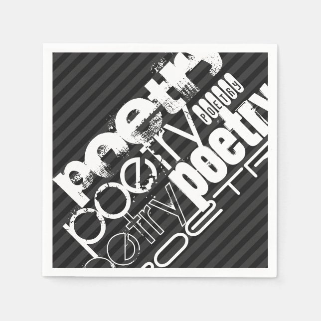 Poetry; Black & Mörk Grått Rand Pappersservett (Framsidan)