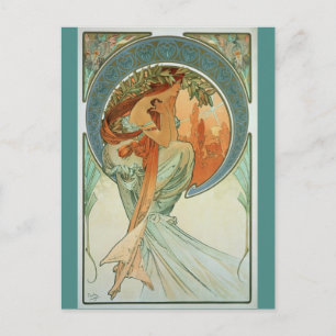 Poetry by Alfons Mucha - Art nouveau Vykort