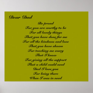Poetry for pappa fars dag poster