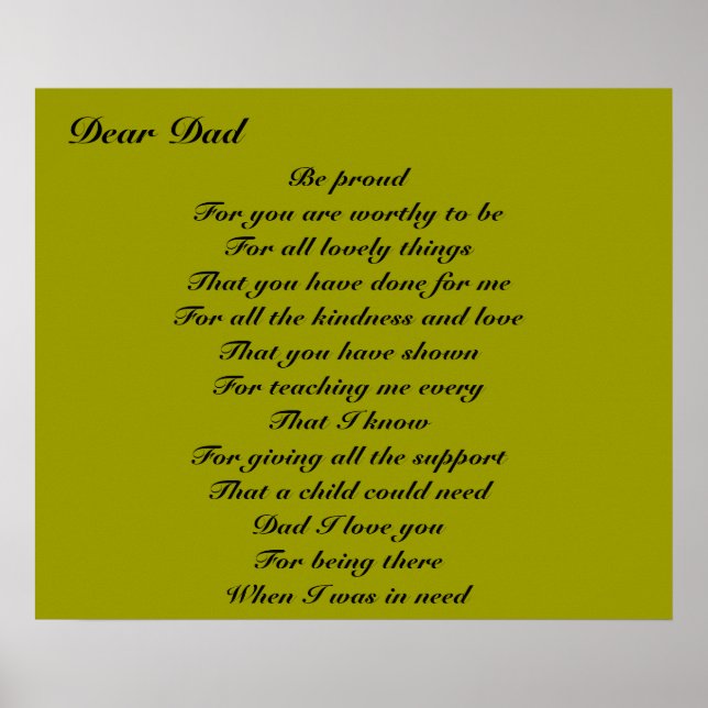 Poetry for pappa fars dag poster (Framsidan)