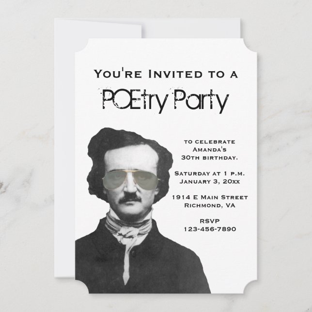 POEtry-gruppinbjudningar med Edgar Allan Poe Inbjudningar (Framsida)