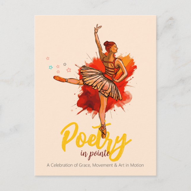 Poetry i Pointe | Ballet Skäl Performance Invi Vykort (Framsida)
