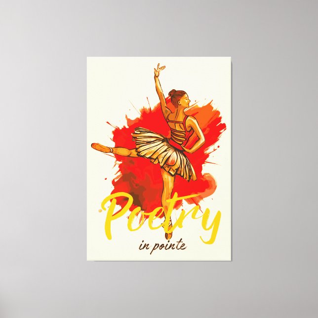 Poetry in Pointe - Elegant Ballerina Art for Dance Canvastryck (Framsida)