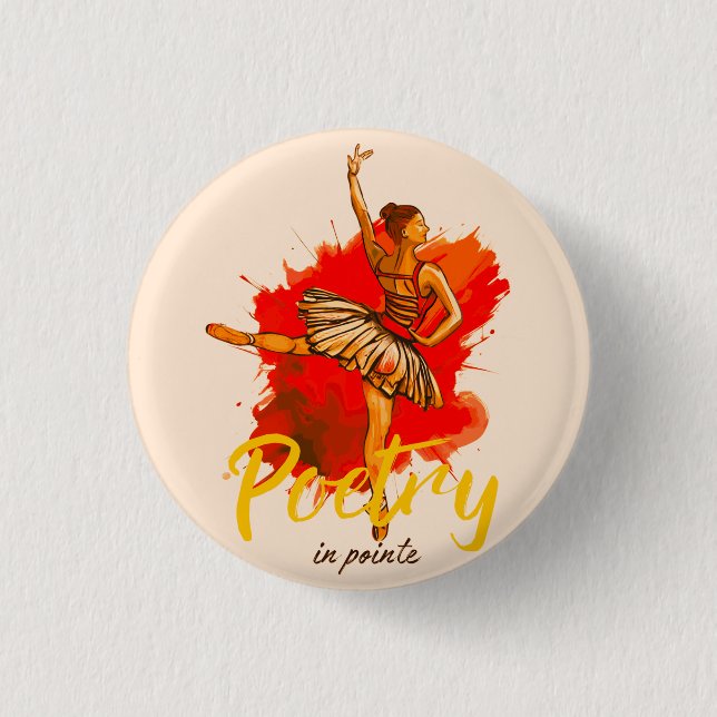 Poetry in Pointe - Elegant Ballerina Art for Dance Knapp (Framsida)