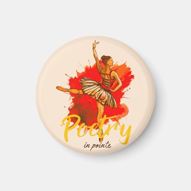 Poetry in Pointe - Elegant Ballerina Art for Dance Magnet (Framsidan)