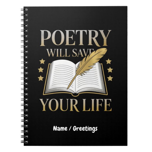 Poetry kommer att Spara din livliga poet och litte Anteckningsbok (Framsidan)