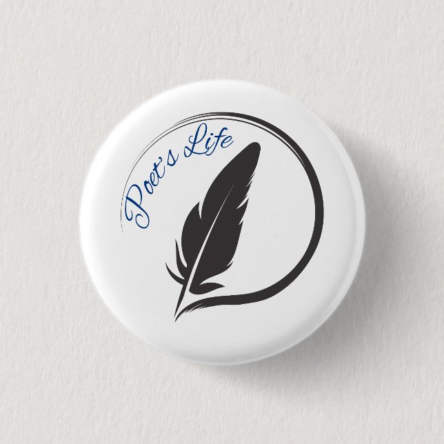 Poet's Life Quill Logo Rund Knappnål Knapp (Framsida)
