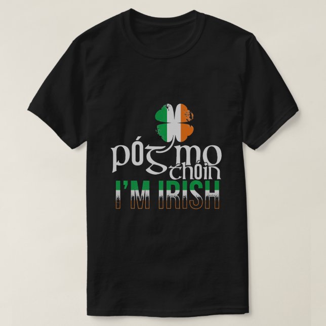 Pog Mo Thoin Irish Flagga T Shirt (Design framsida)