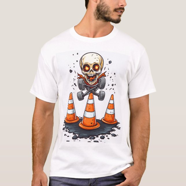 Pogo Bones � Crazy Skeleton on the Move T Shirt (Framsida)