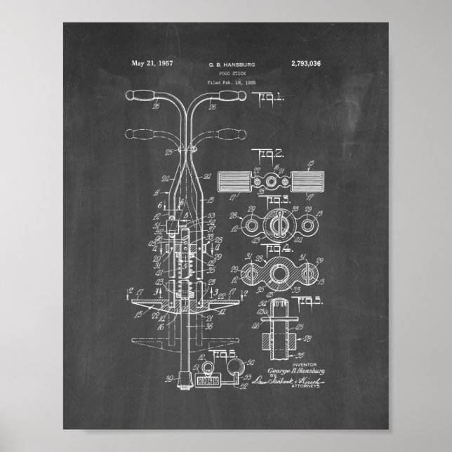 Pogo Stick Patent - Chalkboard Poster (Framsidan)