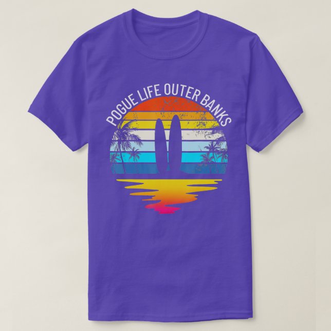 Pogue Life Outer Banker Retro Sunset Surfing OBX P T Shirt (Design framsida)