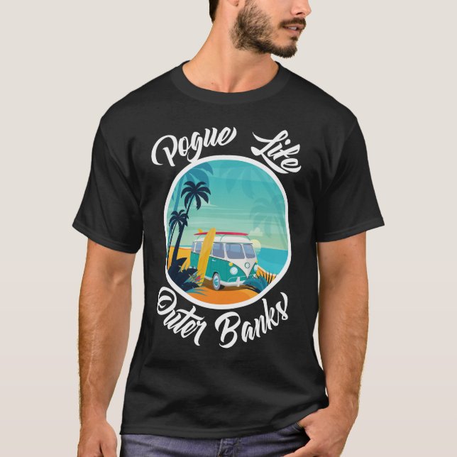Pogue Life Outer Banker Surfa Van OBX Beach Tshirt T Shirt (Framsida)