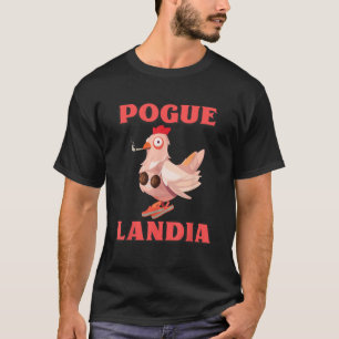 POGUELANDIA FLAGGA CHICKEN IN A COCONUT BRA ROKING T SHIRT