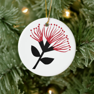 Pohutukawa Flower, Nya Zeeland Julgransprydnad Keramik