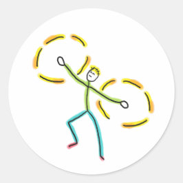 Poi Spinnande Stickman Runt Klistermärke