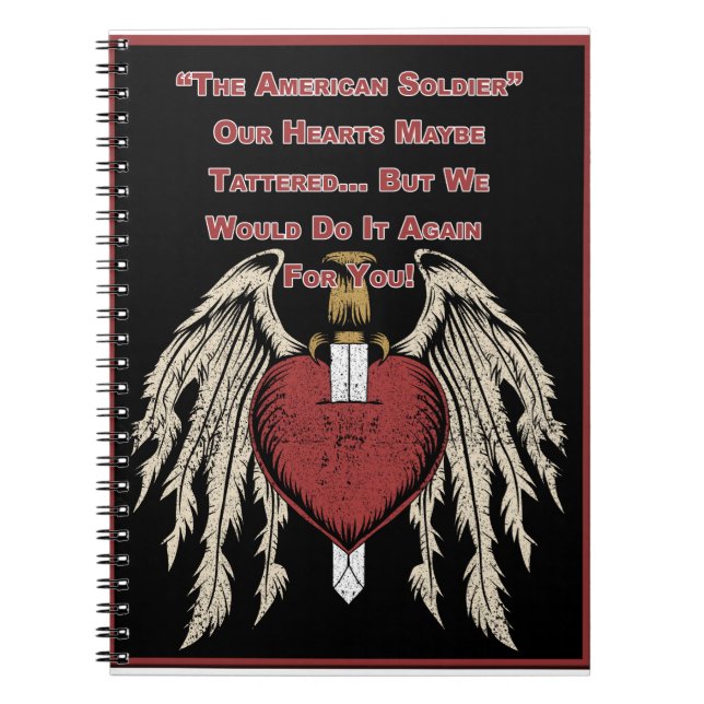 Poignant American Soldier Tattered Hearts Anteckningsbok (Framsidan)