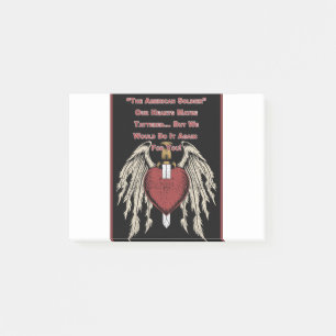 Poignant American Soldier Tattered Hearts Post-it Block