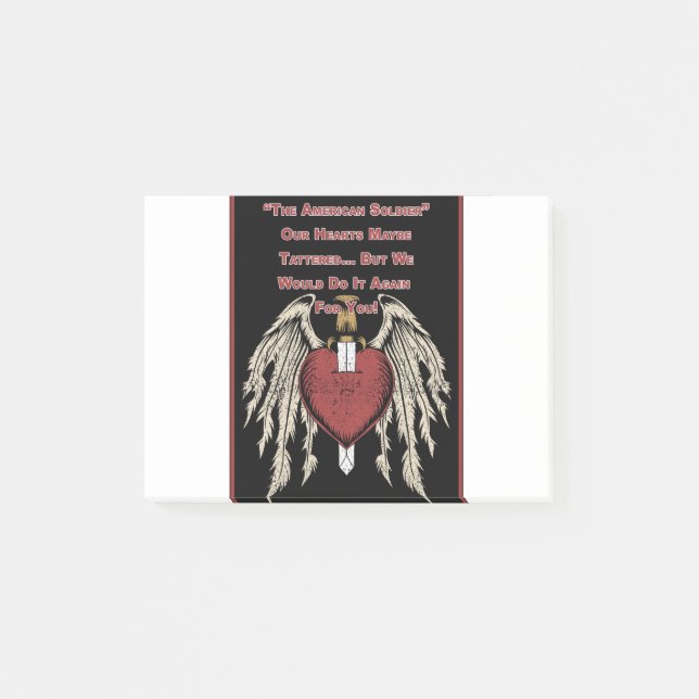 Poignant American Soldier Tattered Hearts Post-it Block (Framsida)