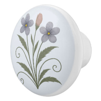 Poignée en Céramique fleur bleue Knopp