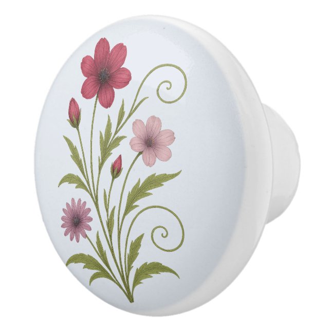 Poignée en Céramique fleur nature-rustique design Knopp (Höger)